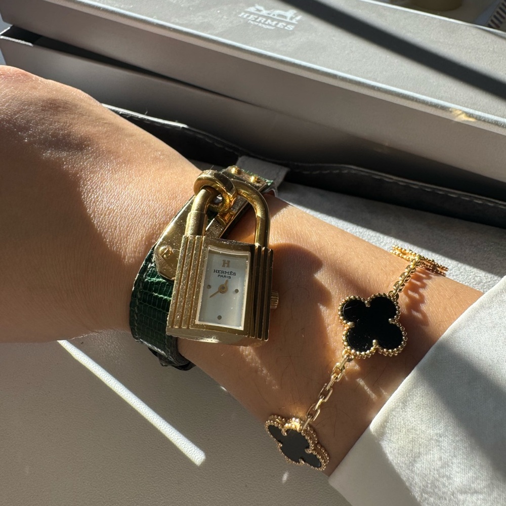 Exquisite Hermès Kelly Watch Bracelet in green Croc leather🐊 - Picture 7 of 16